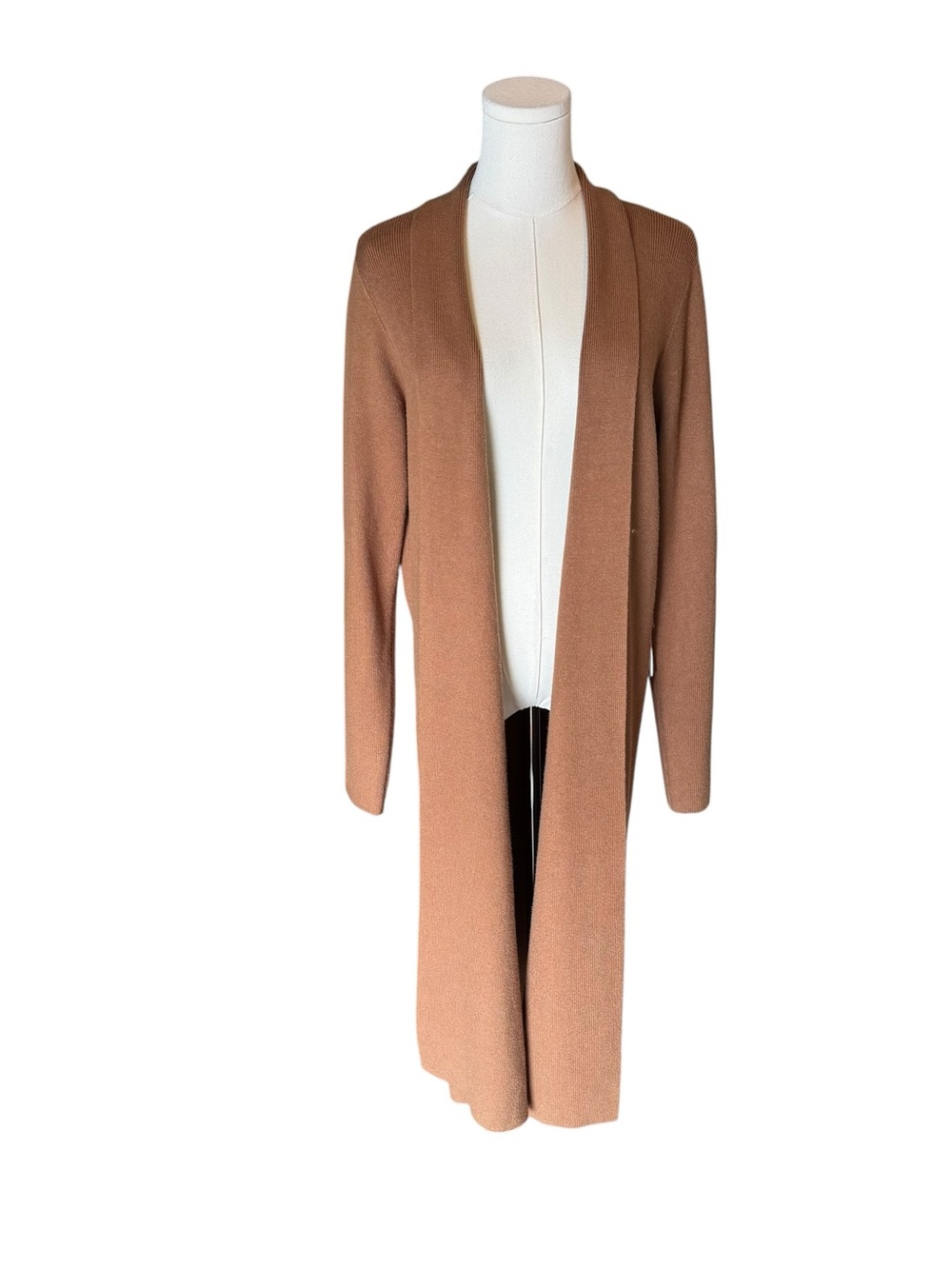 Cyrus - NWT Long Open Front Duster Cardigan Sweater Tobacco Brown Sz L - Picture 2 of 8